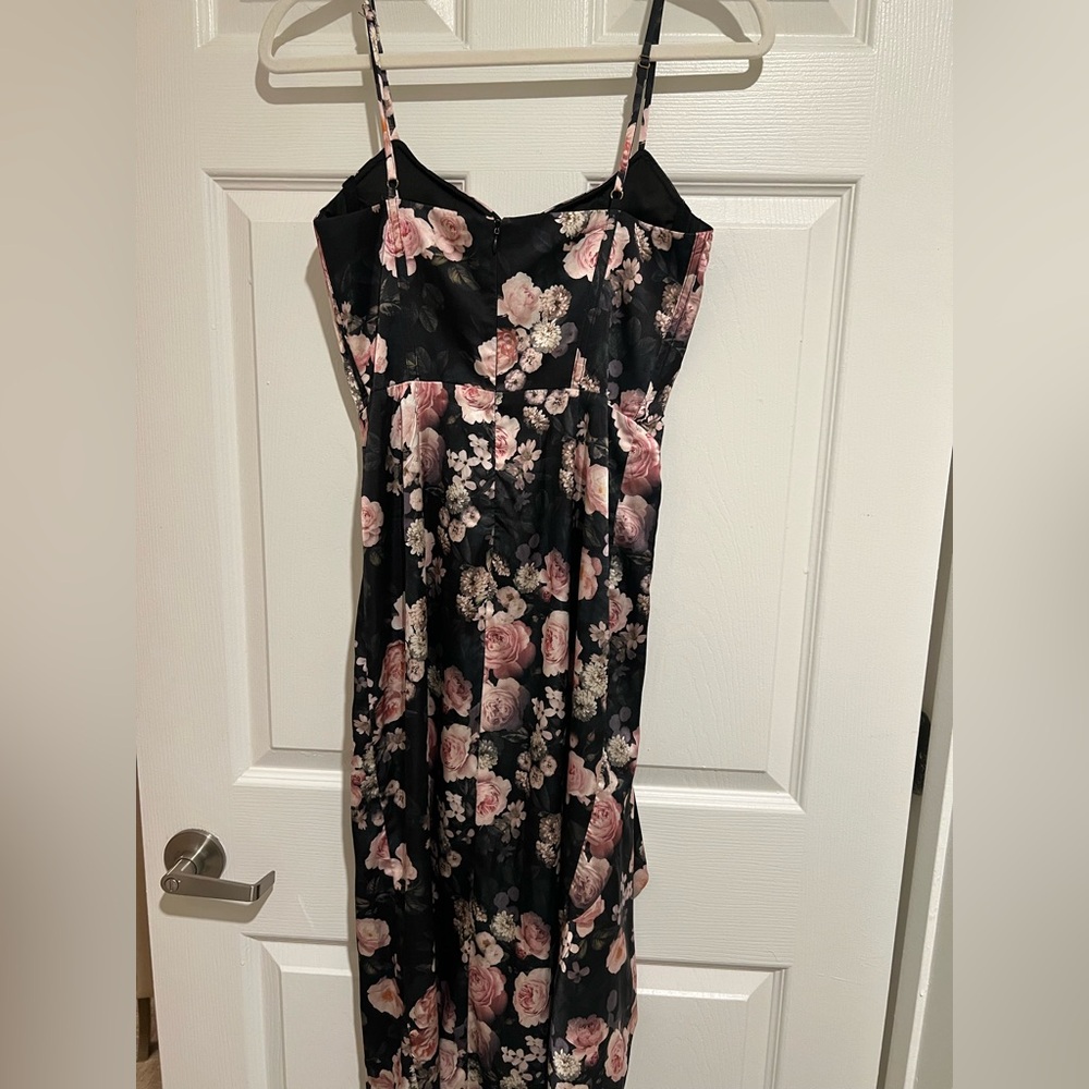 REVOLVE More to Come Solare Corset Black Floral Satin High-Low Slip Dress - Picture 3 of 9
